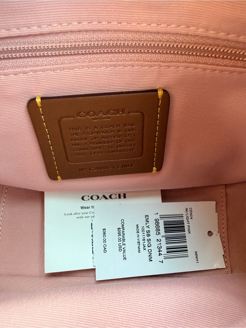 Coach Emily Pink Denim Signature Canvas Hobo Bag - Picture 5 of 5